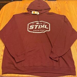 STIHL Men's Burgundy Hoodie Sweatshirt New
